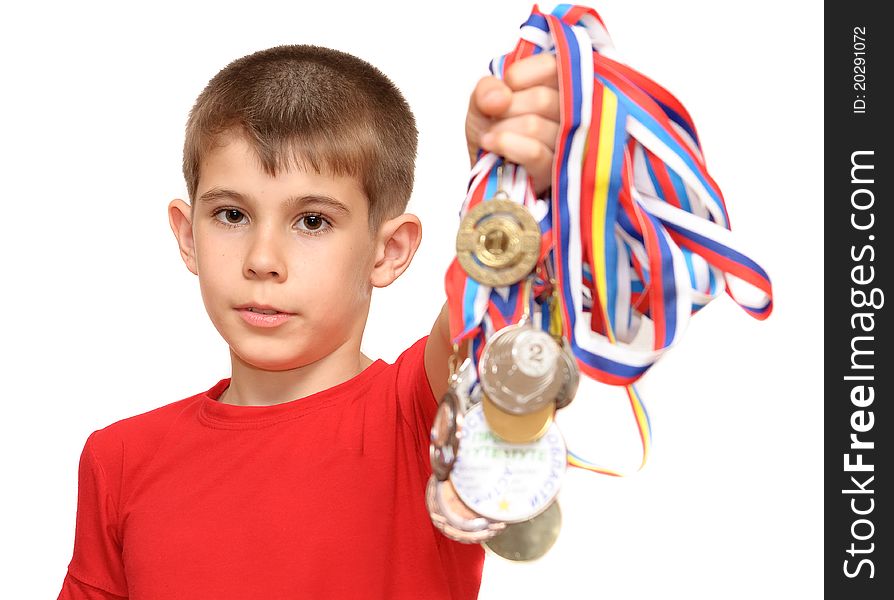 Boy-athlete with medals