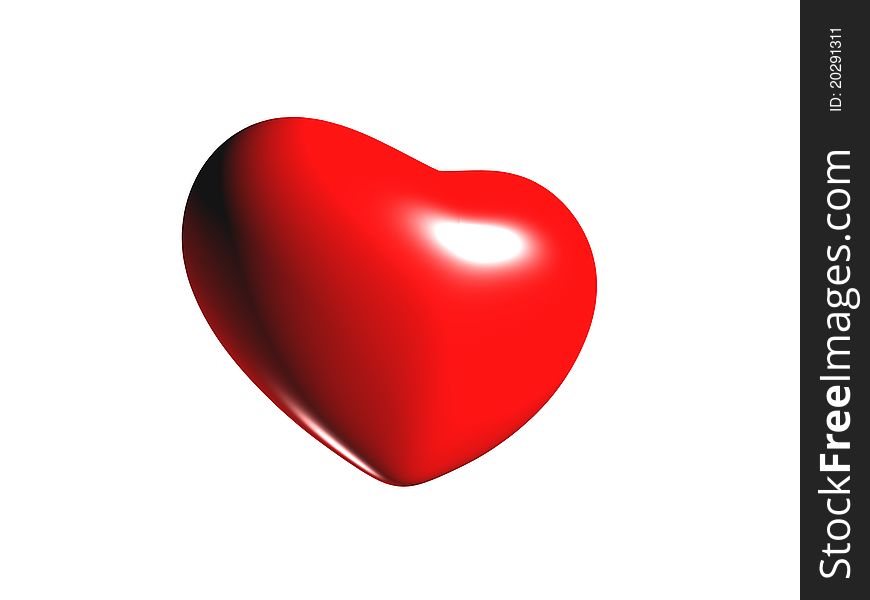 Shiny red heart isolated on a white background