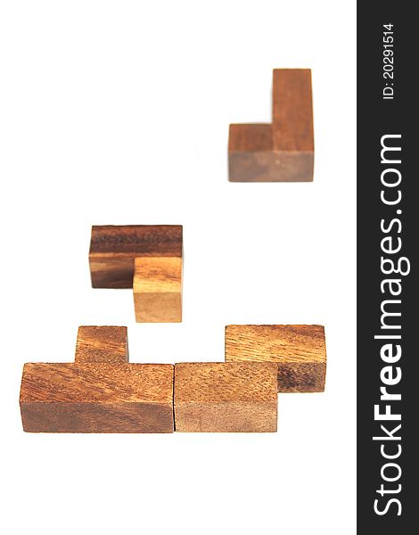 Wooden Tetris Puzzle Isolated