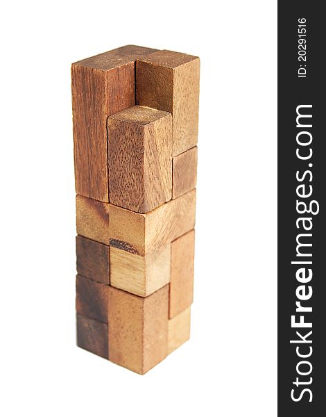 Wooden Puzzle Tower Isolated