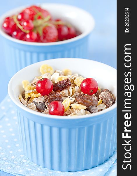 Muesli with raisin and redcurrants. Muesli with raisin and redcurrants