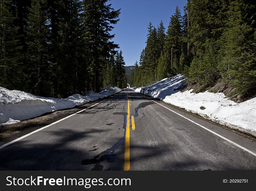 Still heavy snow in Crater lake in July, east Rim can only by walk. Still heavy snow in Crater lake in July, east Rim can only by walk