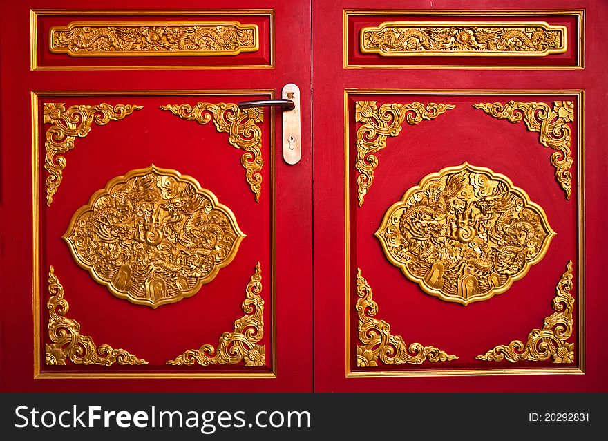 Native chinese sculpture on wooden window