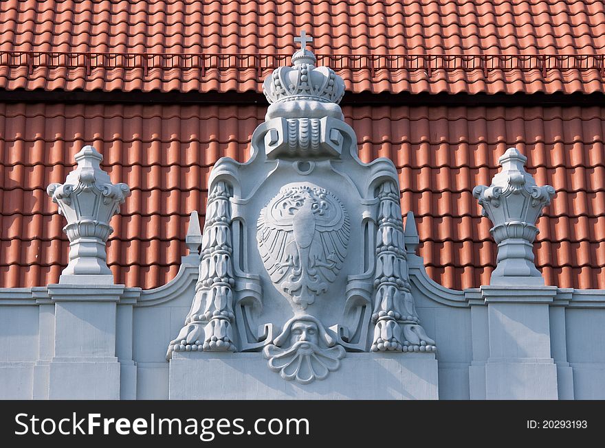 Old bas-relief on the roof