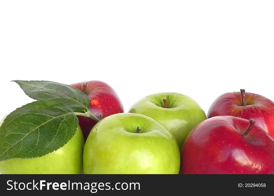 Red and green apples are shown in the picture. Red and green apples are shown in the picture.