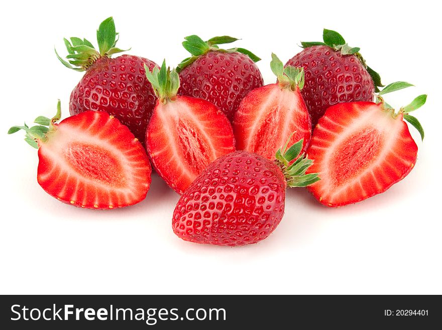 Strawberries isolated on white background. sliced Strawberries