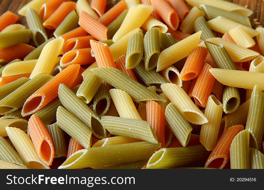 Macro view of penne rigate