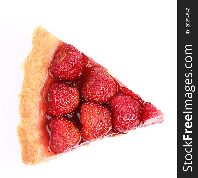 Strawberry Tart portion on a white background