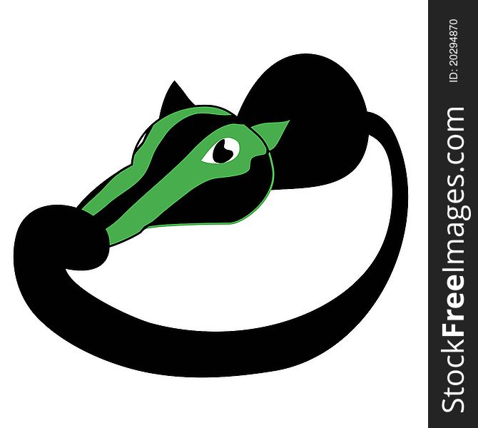 Funny badger in a ring-shaped green and blackFunny badger in a ring-shaped green and black