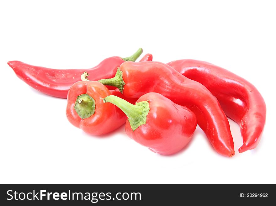 Red peppers isolated on white background