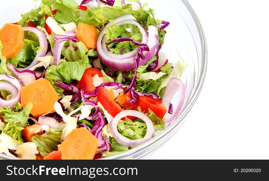 Close up of Healthy Fresh Salad background isolated