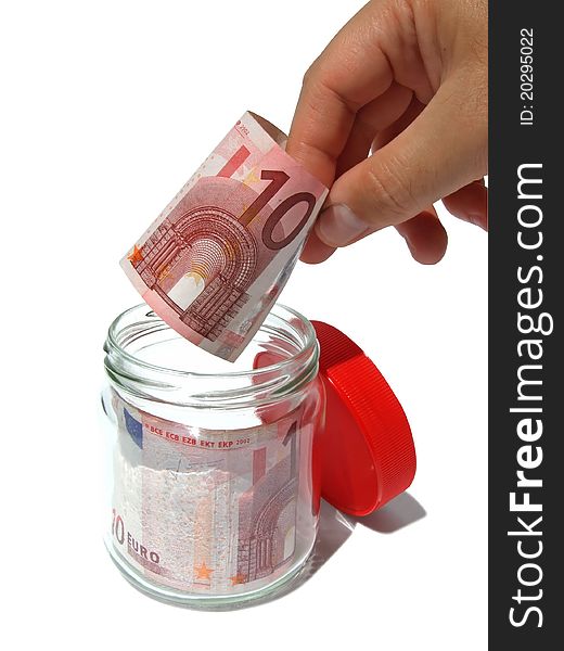 Banknote In Opened Jar