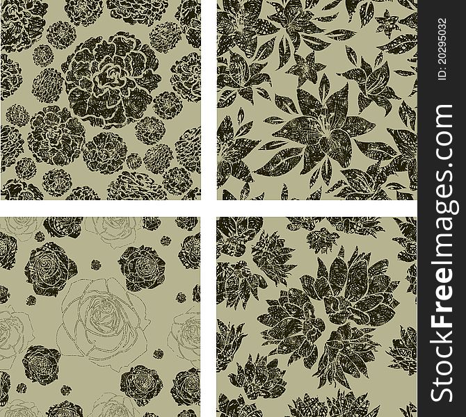 Seamless Grunge Floral Pattern