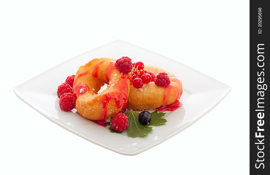 Donuts with berries and jam