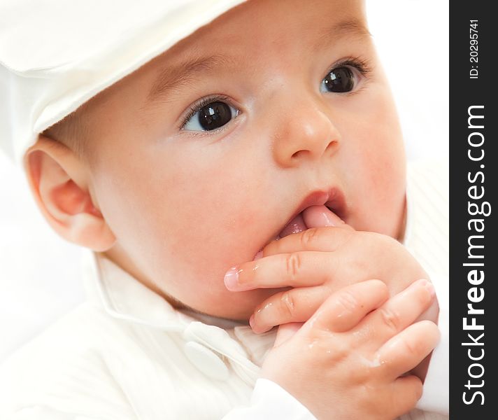 Closeup Portrait Of Cute Smiling Baby Boy