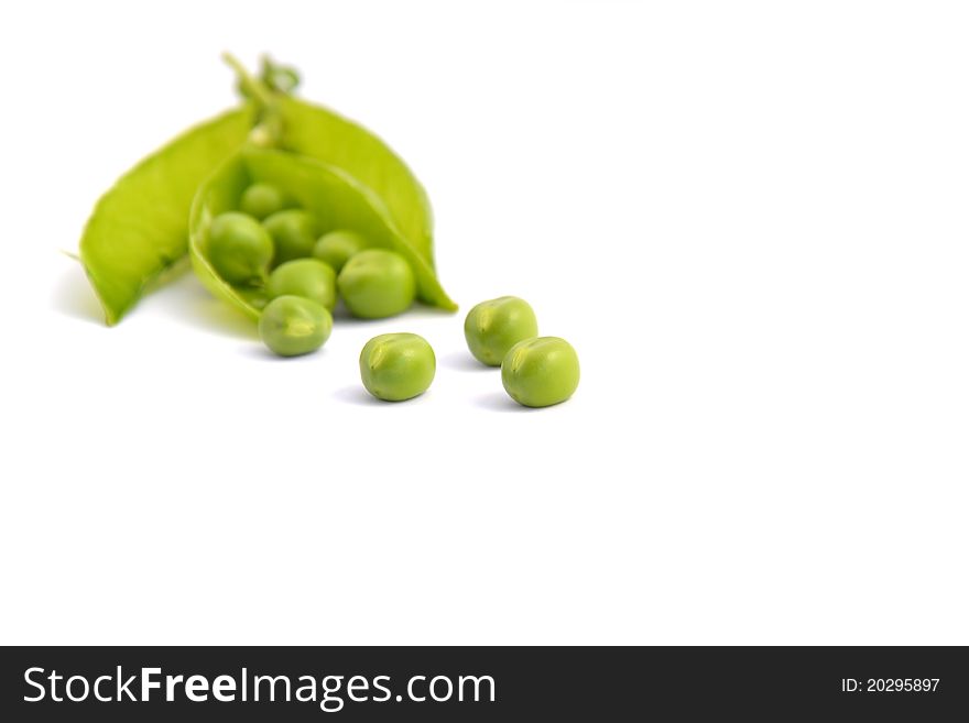 A green pea isolated on white. A green pea isolated on white