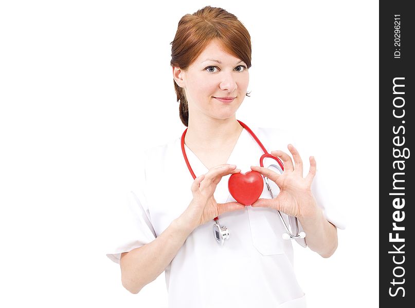 Portrait of doctor or nurse smiling with isolated background