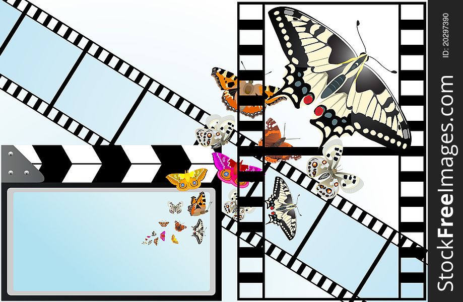 Movie cracker, used in the process of making a film with a screen from which emerge a butterfly. Movie cracker, used in the process of making a film with a screen from which emerge a butterfly.