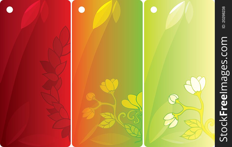 3 colorful gift tags. Vector.