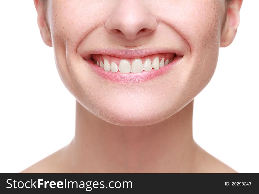 Smiling girl with beautiful teeth isolated on white. Smiling girl with beautiful teeth isolated on white