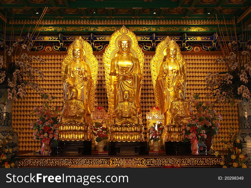 The golden buddha of temple