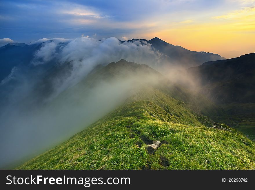 Sunset in the mountains