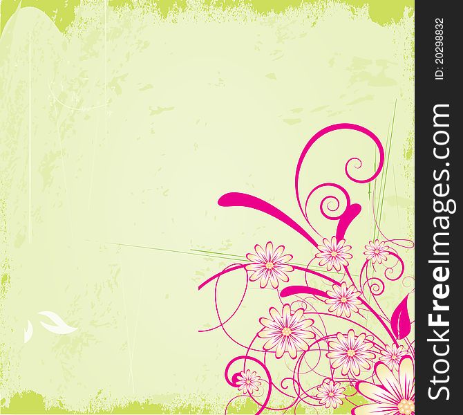 Grunge floral background with nice sample text