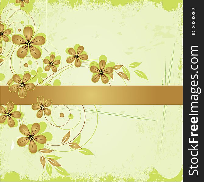 Grunge floral background with nice sample text