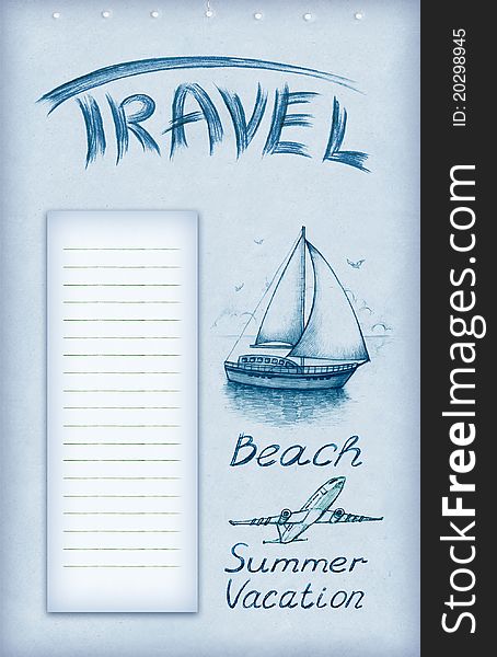 Brochure with vacation text and illustrations. Brochure with vacation text and illustrations