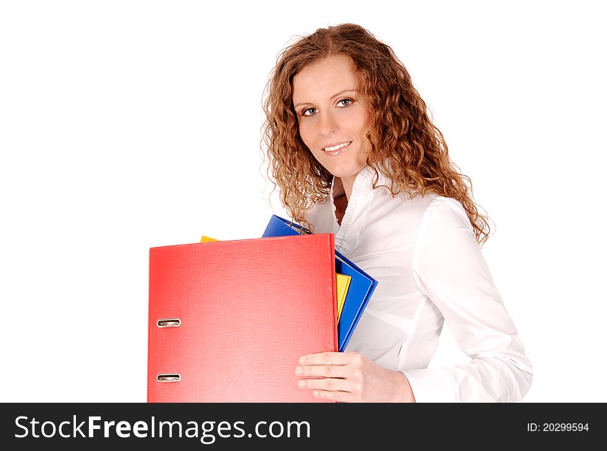 Young business professional with a binder in-hand. Young business professional with a binder in-hand