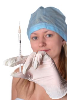 Nurse With Syringe Stock Image