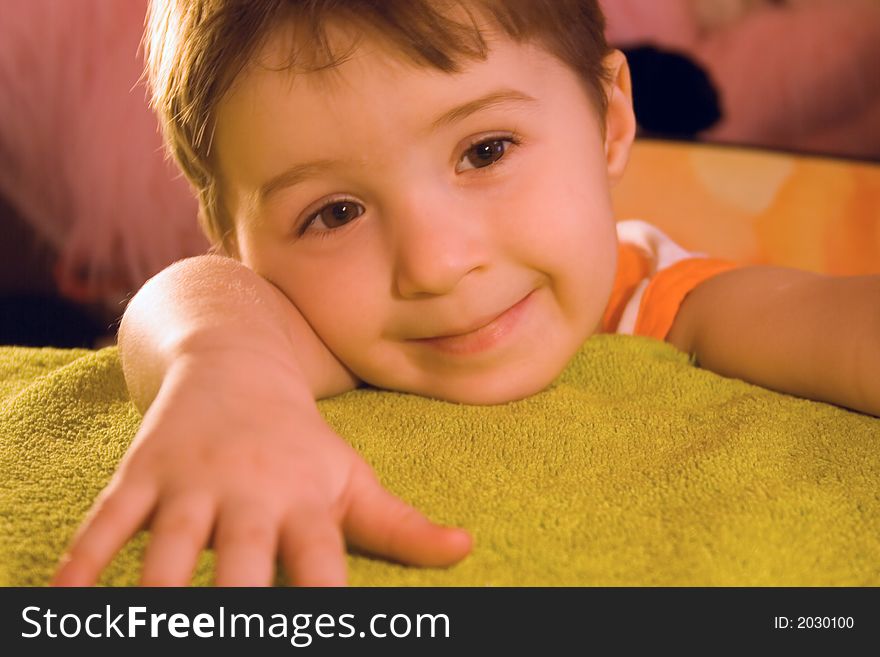 Little boy look in to camera