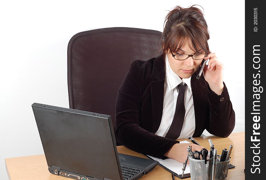 Attractive woman with laptop on white background. Attractive woman with laptop on white background