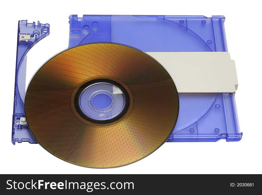 DVD-RAM with box isolated on a white background