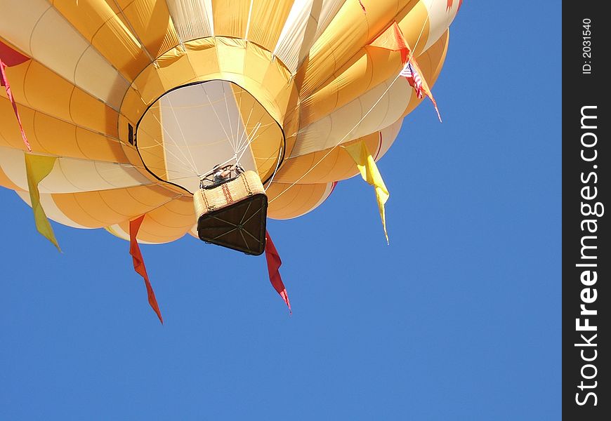 Shot of a hot air balloon overhead. Shot of a hot air balloon overhead
