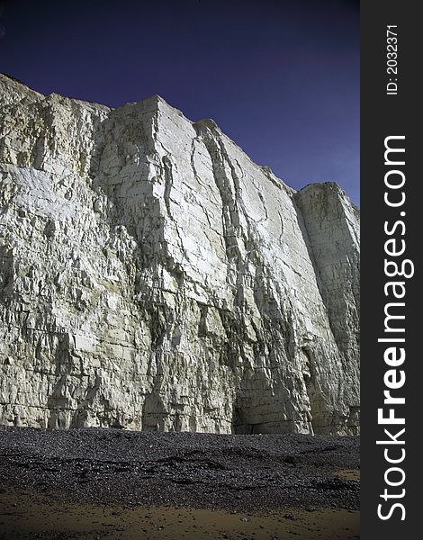 Towering white cliffs on the east coast of England. Towering white cliffs on the east coast of England