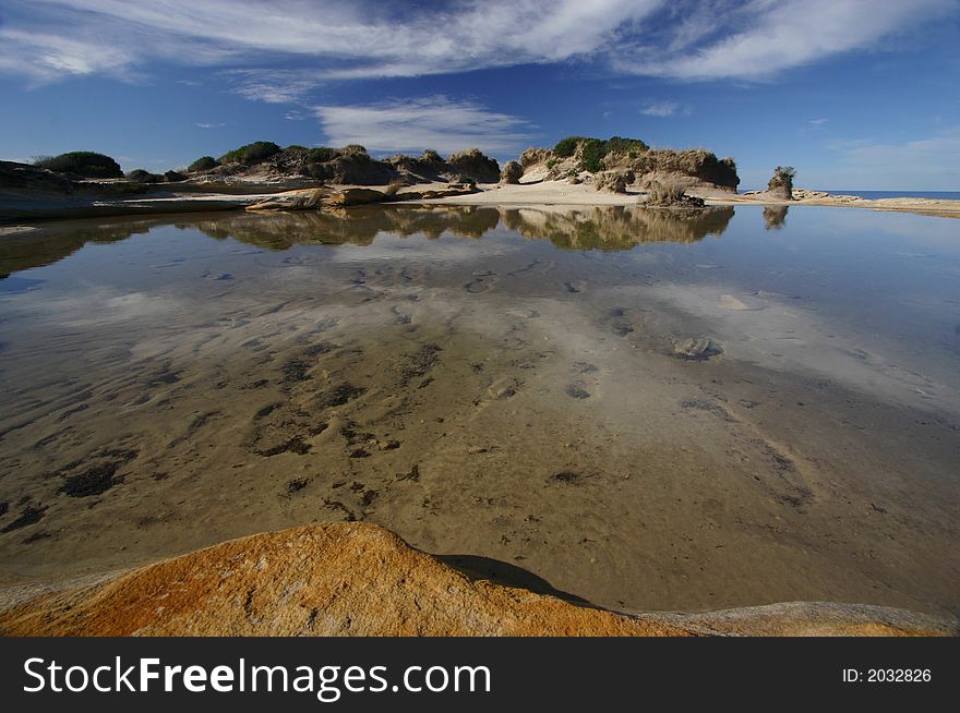 A small pond at the coast of Royal National Park, Australia.