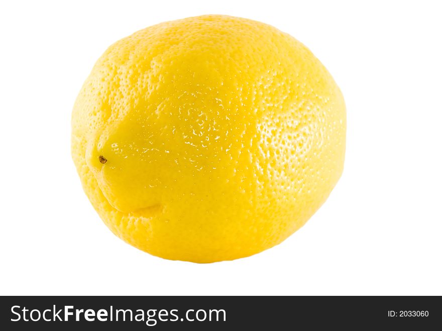 Close-up of lemon isolated on white background