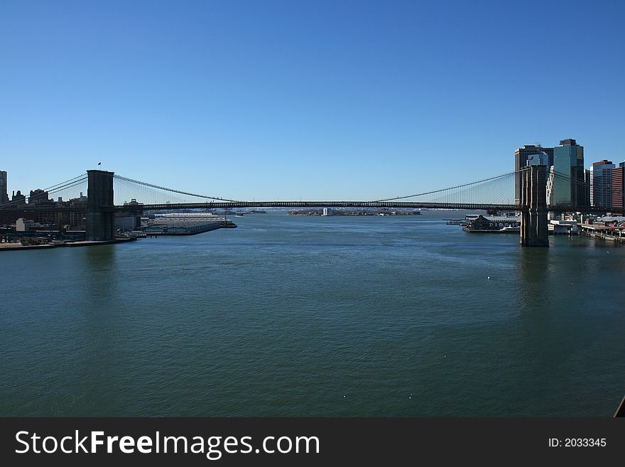 Brooklyn Bridge on a clear blue day