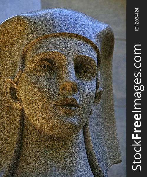 Sphinx like woman headed mausoleum granite sculpture