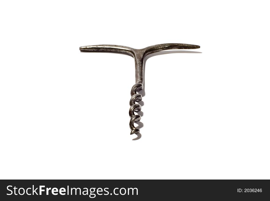 Series object on white: isolated Metal corkscrew