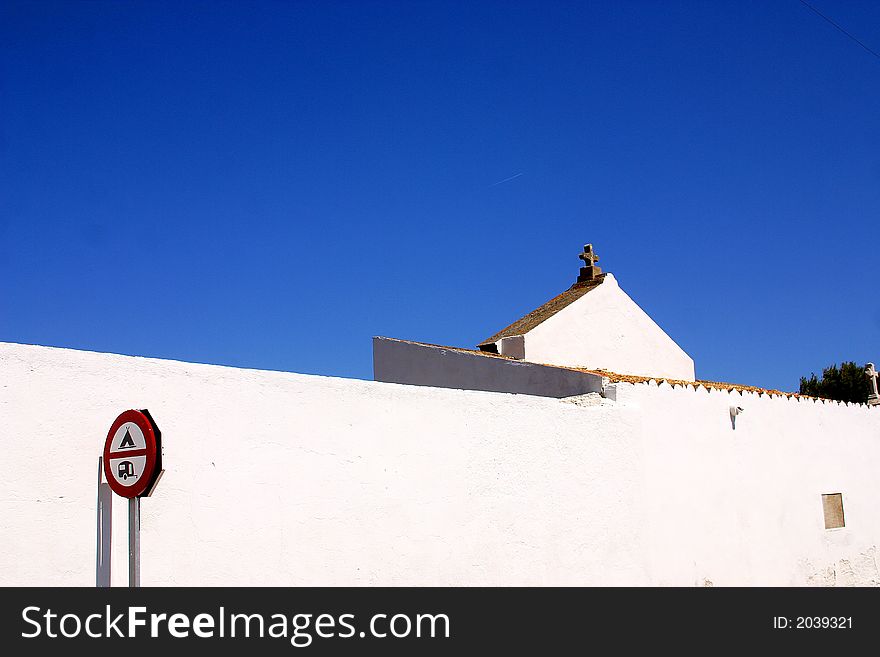 White wall  of the town of Cadaques, Catalonia, Spain, Europe. White wall  of the town of Cadaques, Catalonia, Spain, Europe