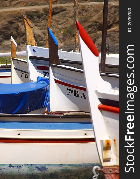 Fisherboats in the town of Cadaques, Catalonia, Spain, Europe. Fisherboats in the town of Cadaques, Catalonia, Spain, Europe