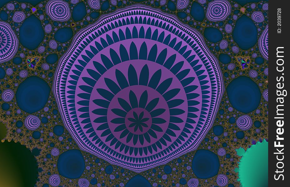 Colour fractal against a background