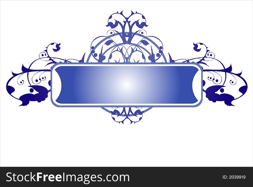 Banner on a flower ornament (vector)