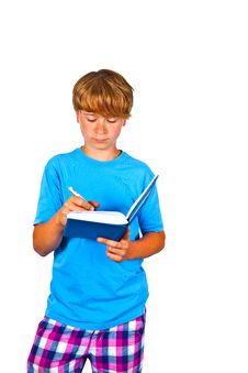 Handsome Teen With Book, Isolated Royalty Free Stock Photography