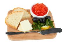 Served Caviar, With Butter And Toasts Royalty Free Stock Photos Served Caviar, With Butter And Toasts Royalty Free Stock Photos