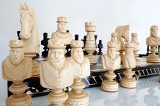 Chess Pieces On Wood Board Royalty Free Stock Photography Chess Pieces On Wood Board Royalty Free Stock Photography