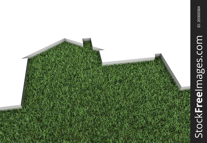 House shape on green grass