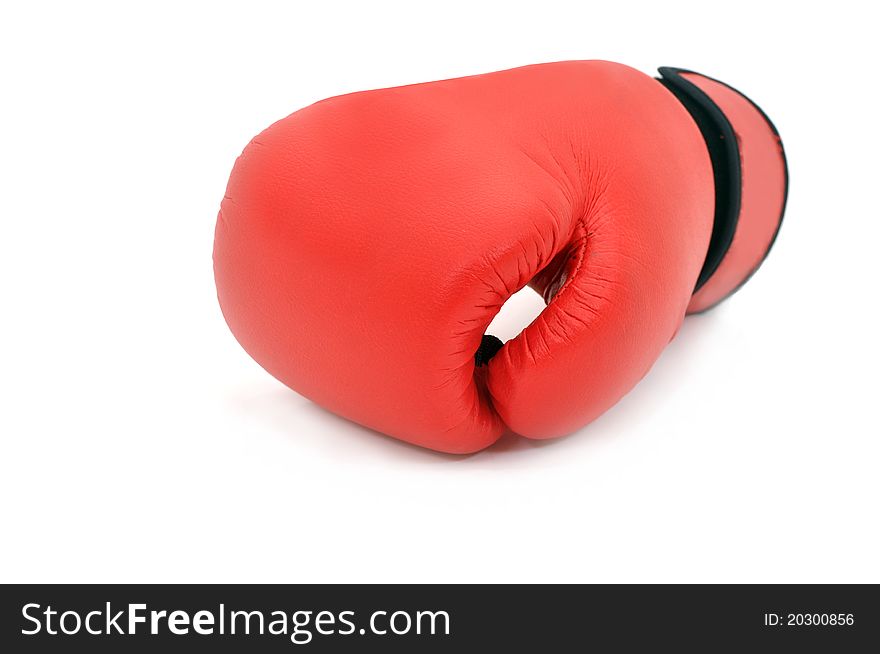 Red boxing glove on white background